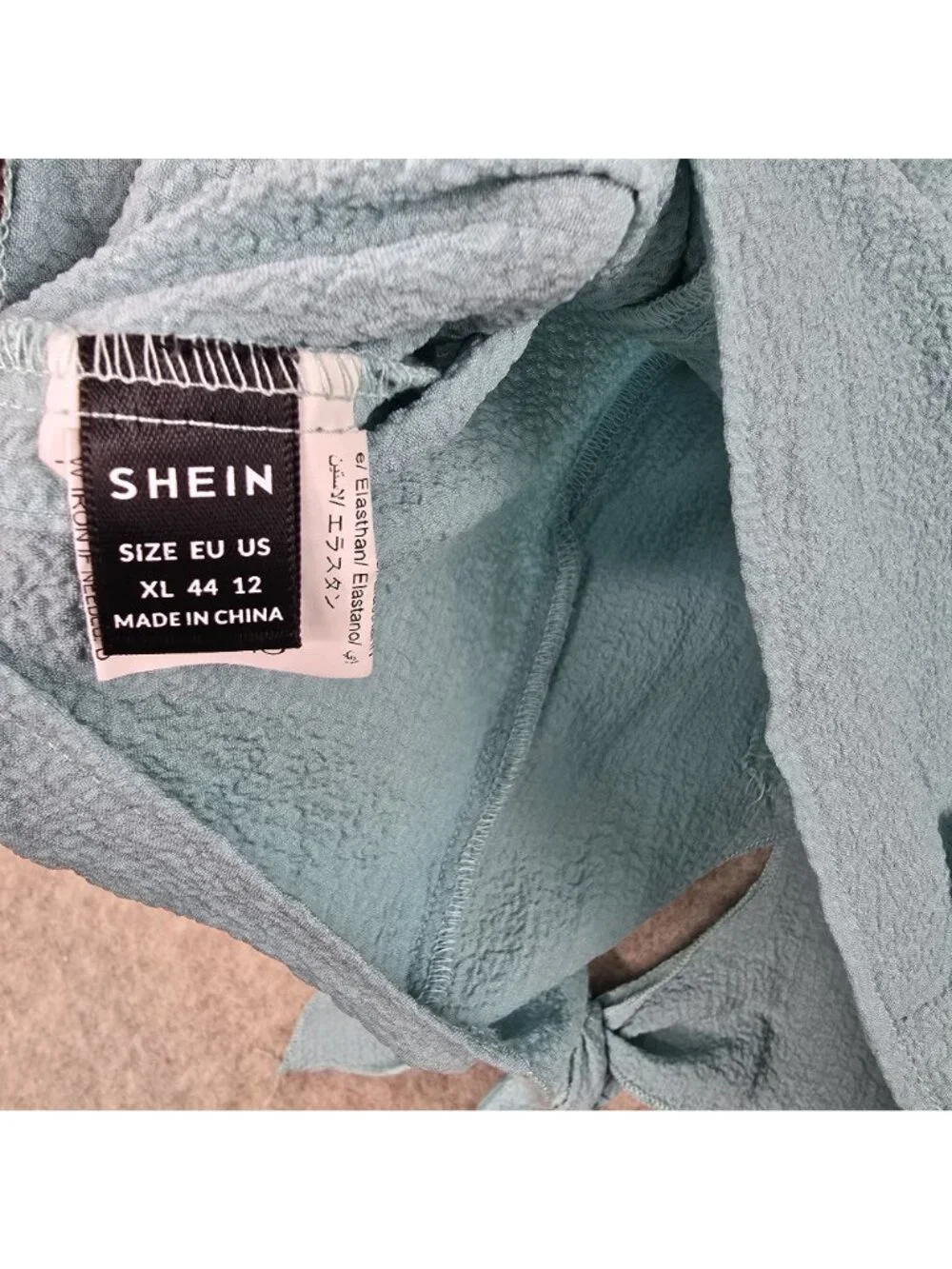 Shein Womens Ruffle Sleeve Tie Front Top Light Blue XL V-Neck Button-Down - Picture 3 of 6